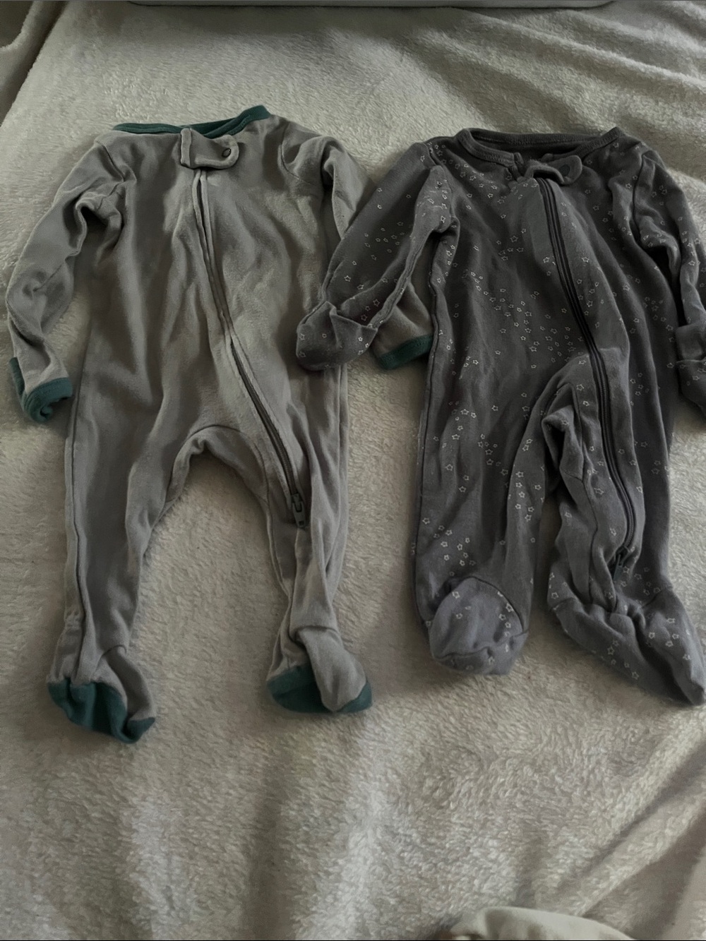 Two Footed Baby One-Piece Sleepers - Soft Zip Front